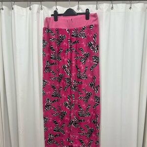 Vibrant Pink Zebra Bows Fluffy PJ Pants